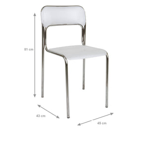 Sedia 0, Sedia moderna in metallo e polipropilene, Ideale per sala da pranzo, cucina o salotto, Cm 43x45h.81, Bianco, Singola