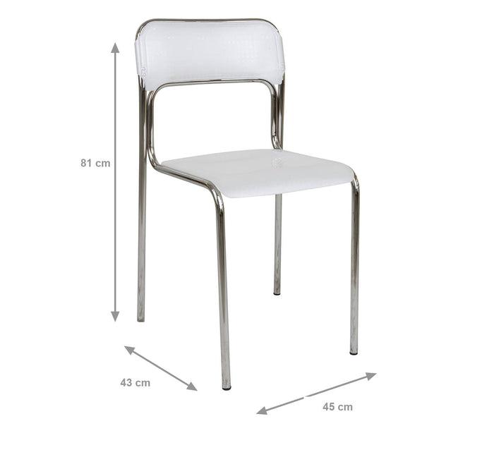 Sedia 0, Sedia moderna in metallo e polipropilene, Ideale per sala da pranzo, cucina o salotto, Cm 43x45h.81, Bianco, Singola