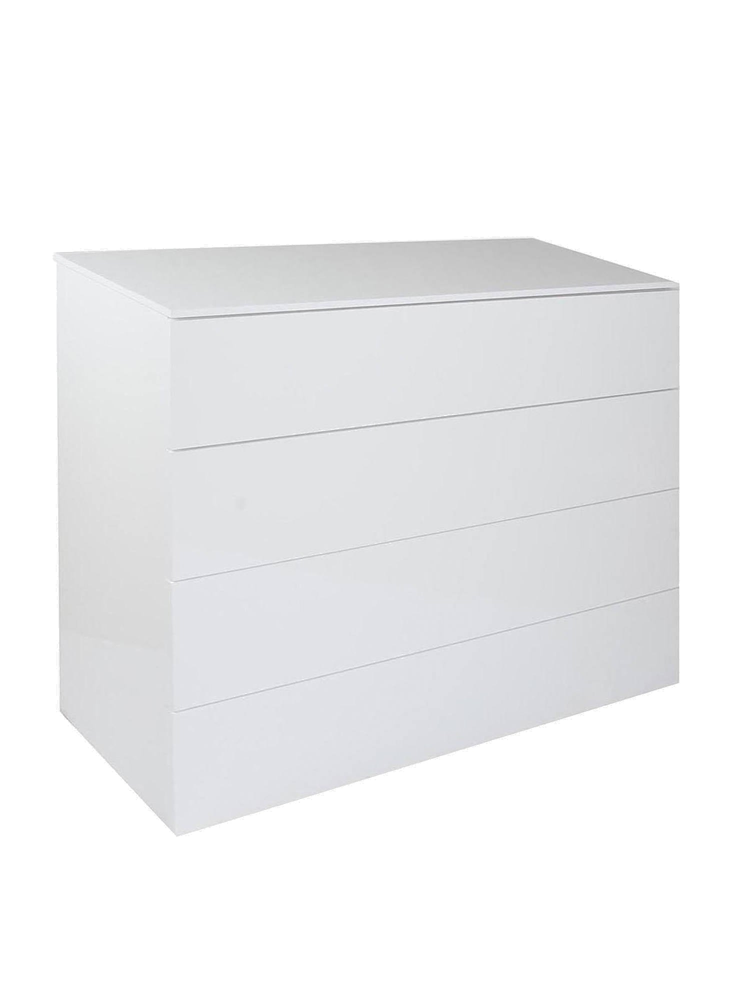 Cassettiera 0, ComÃ² moderno a 4 cassetti, Settimanale multiuso per camera da letto, Mobile elgante da soggiorno, Cm 108x44h85, Bianco e Lucido