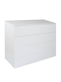 Cassettiera 0, ComÃ² moderno a 4 cassetti, Settimanale multiuso per camera da letto, Mobile elgante da soggiorno, Cm 108x44h85, Bianco e Lucido
