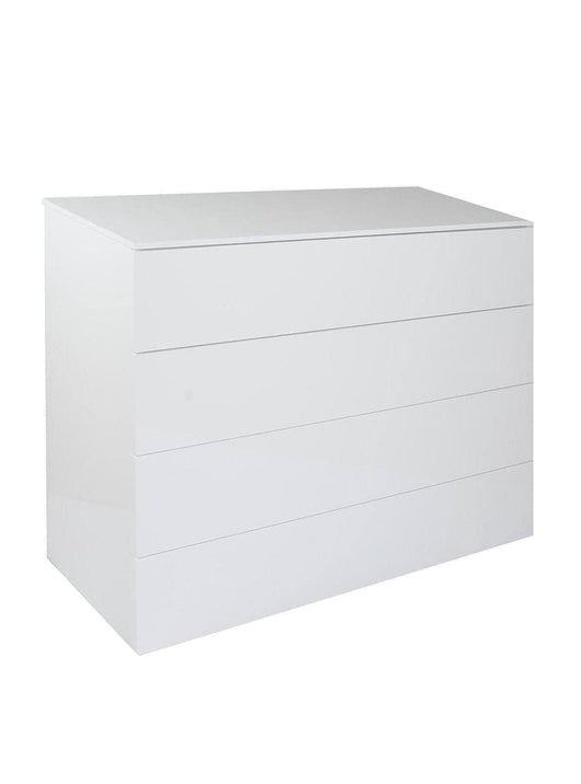 Cassettiera 0, ComÃ² moderno a 4 cassetti, Settimanale multiuso per camera da letto, Mobile elgante da soggiorno, Cm 108x44h85, Bianco e Lucido