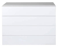 Cassettiera 0, ComÃ² moderno a 4 cassetti, Settimanale multiuso per camera da letto, Mobile elgante da soggiorno, Cm 108x44h85, Bianco e Lucido