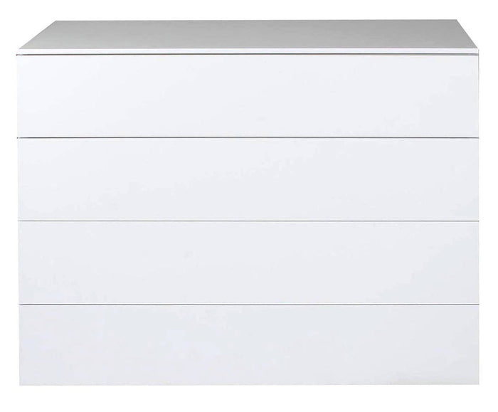 Cassettiera 0, ComÃ² moderno a 4 cassetti, Settimanale multiuso per camera da letto, Mobile elgante da soggiorno, Cm 108x44h85, Bianco e Lucido