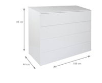 Cassettiera 0, ComÃ² moderno a 4 cassetti, Settimanale multiuso per camera da letto, Mobile elgante da soggiorno, Cm 108x44h85, Bianco e Lucido