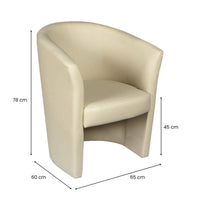 Poltrona Ago, Poltrona moderna con rivestimento in ecopelle, Seduta da soggiorno di design, Cm 64x63h79, Beige