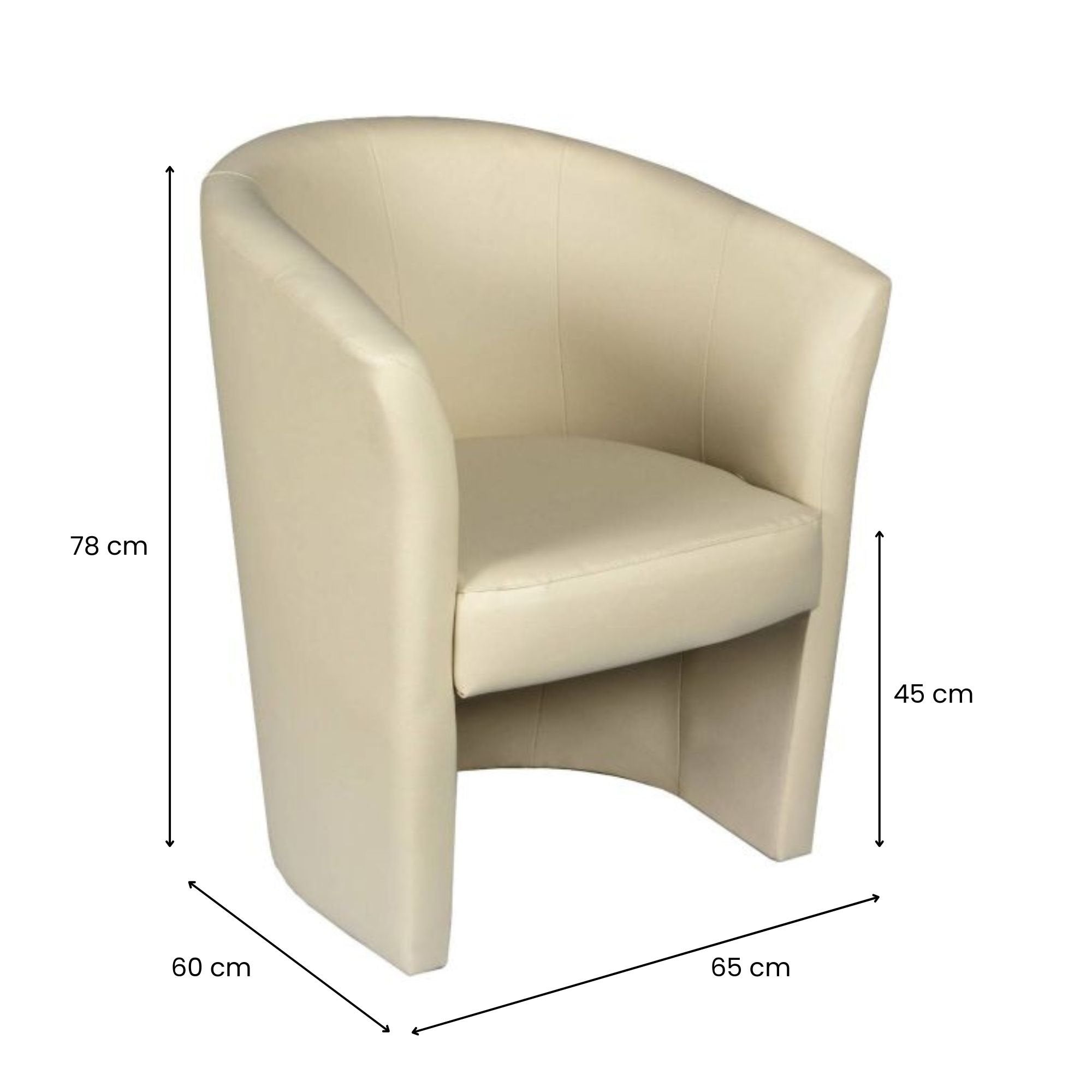 Poltrona Ago, Poltrona moderna con rivestimento in ecopelle, Seduta da soggiorno di design, Cm 64x63h79, Beige