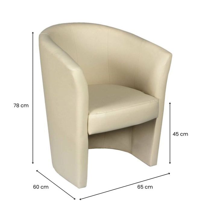 Poltrona Ago, Poltrona moderna con rivestimento in ecopelle, Seduta da soggiorno di design, Cm 64x63h79, Beige