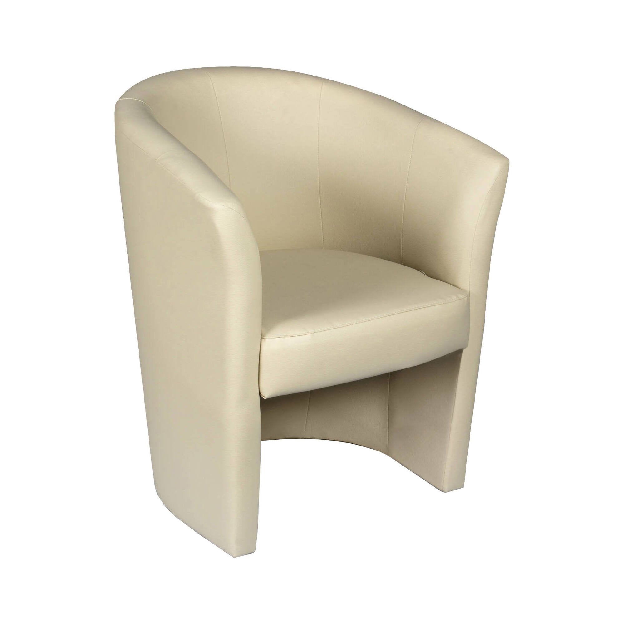 Poltrona Ago, Poltrona moderna con rivestimento in ecopelle, Seduta da soggiorno di design, Cm 64x63h79, Beige