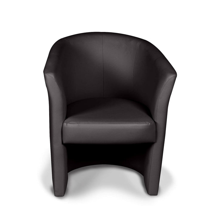 Poltrona Ago, Poltrona moderna con rivestimento in ecopelle, Seduta da soggiorno di design, Cm 64x63h78, Nera