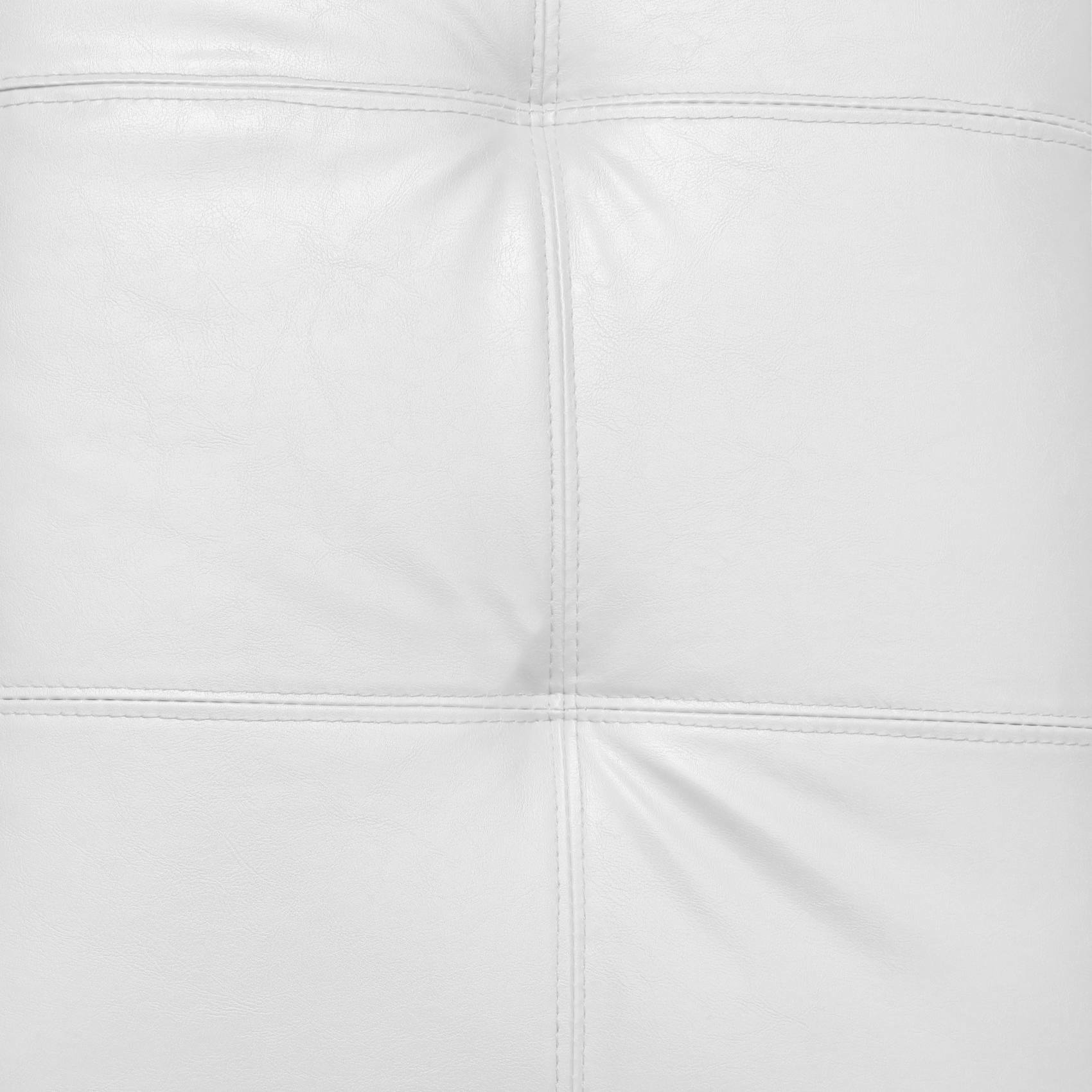 Pouf contenitore 0, Pouf portaoggetiti in ecopelle effetto trapuntato, Pouf poggiapiedi moderno per soggiorno, Cm 45x45h47, Bianco