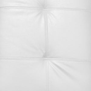 Pouf contenitore 0, Pouf portaoggetiti in ecopelle effetto trapuntato, Pouf poggiapiedi moderno per soggiorno, Cm 45x45h47, Bianco