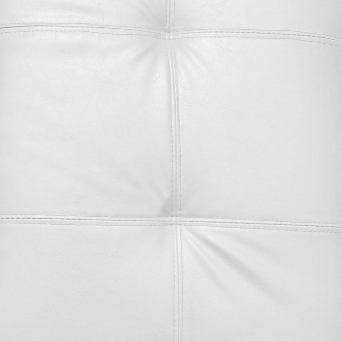 Pouf contenitore 0, Pouf portaoggetiti in ecopelle effetto trapuntato, Pouf poggiapiedi moderno per soggiorno, Cm 45x45h47, Bianco