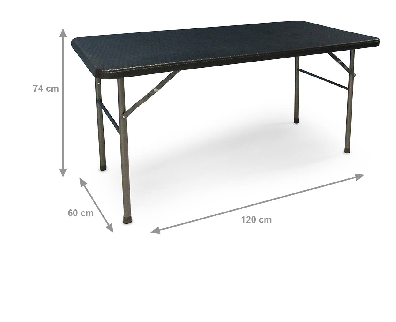 Tavolo rettangolare richiudibile, colore nero, cm 60 x 120 x h74