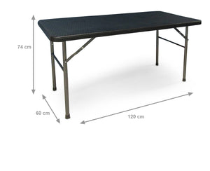 Tavolo rettangolare richiudibile, colore nero, cm 60 x 120 x h74