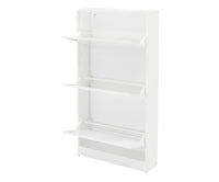 Scarpiera a tre ante con ribalta in legno, colore bianco, cm 62 x 18 x 114