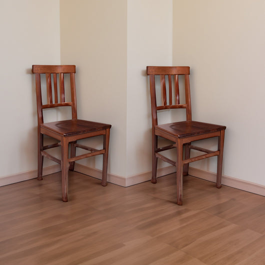 Set di 2 Sedie da soggiorno o Soulik, stile country, legno massello di faggio, cm 44x44.5h89, colore Noce