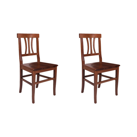 Set di 2 Sedie da soggiorno o Soulik, stile country, legno massello di faggio, cm 44x44.5h89, colore Noce