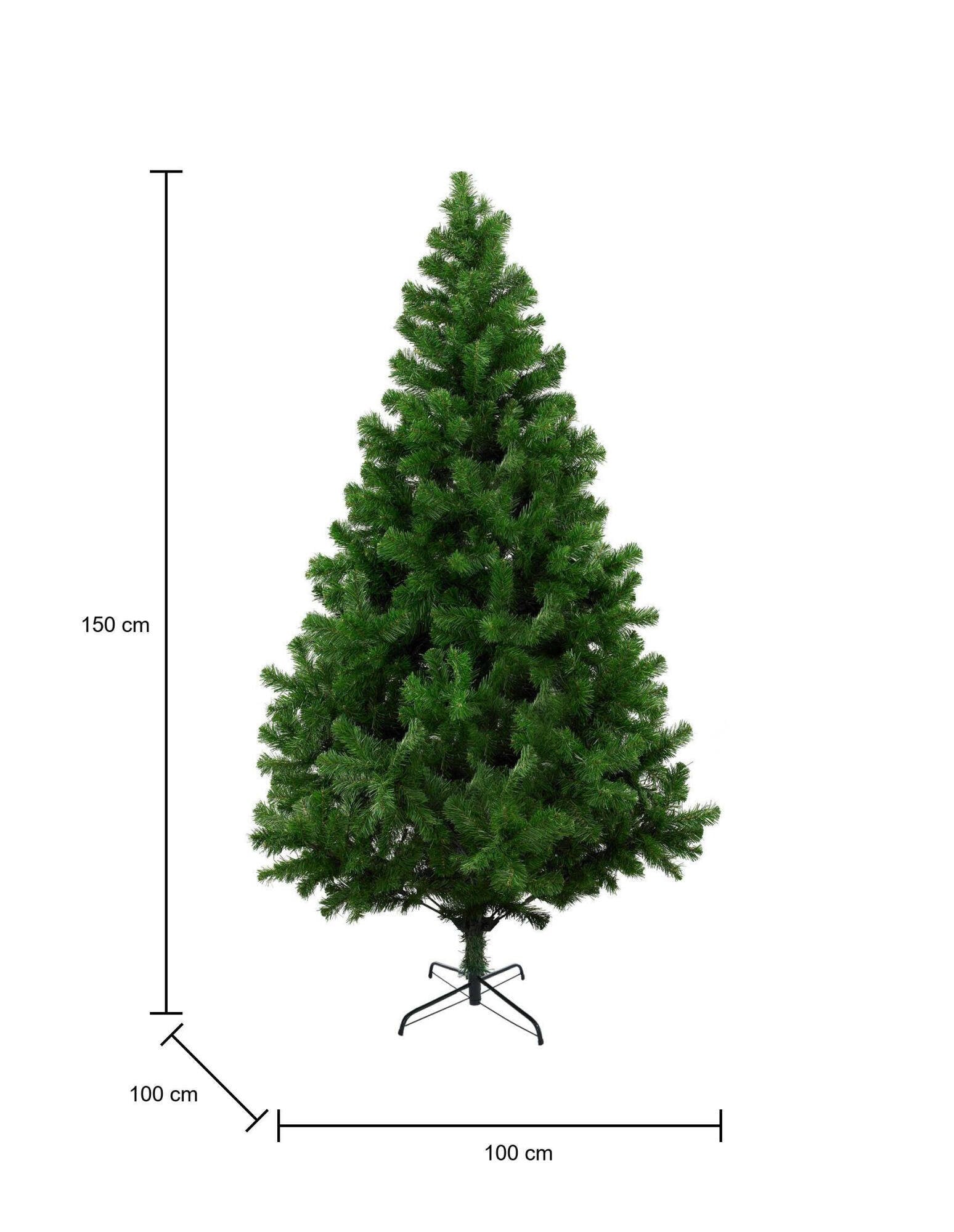 Albero di Natale Evergreen, Albero artificiale extra folto, Albero effetto reale in PVC, 438 rami, Altezza cm 150