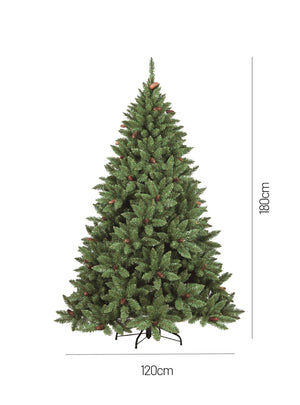 Albero di Natale Lapland, Albero artificiale extra folto, Albero effetto reale in PVC con Pigne incluse, 756 rami, Altezza cm 180