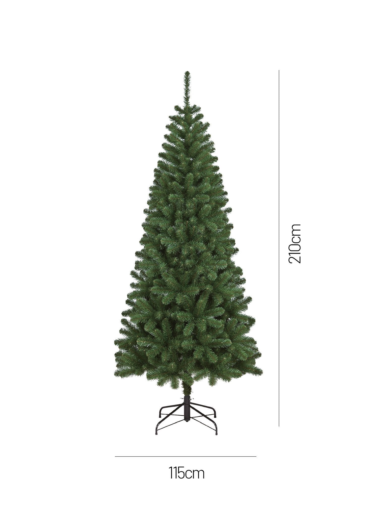 Albero di Natale Comet, Albero artificiale extra folto, Albero effetto reale in PVC, 728 rami, Altezza cm 210