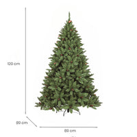 Albero di Natale Lapland, Albero artificiale extra folto, Albero effetto reale in PVC con Pigne incluse, 362 rami, Altezza cm 120