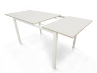 Tavolo allungabile 0, Tavolo da pranzo estensibile, Consolle multiuso con allunghe, Tavolo in metallo con ripiano in laminato, Cm 110x70h76, Bianco frassinato
