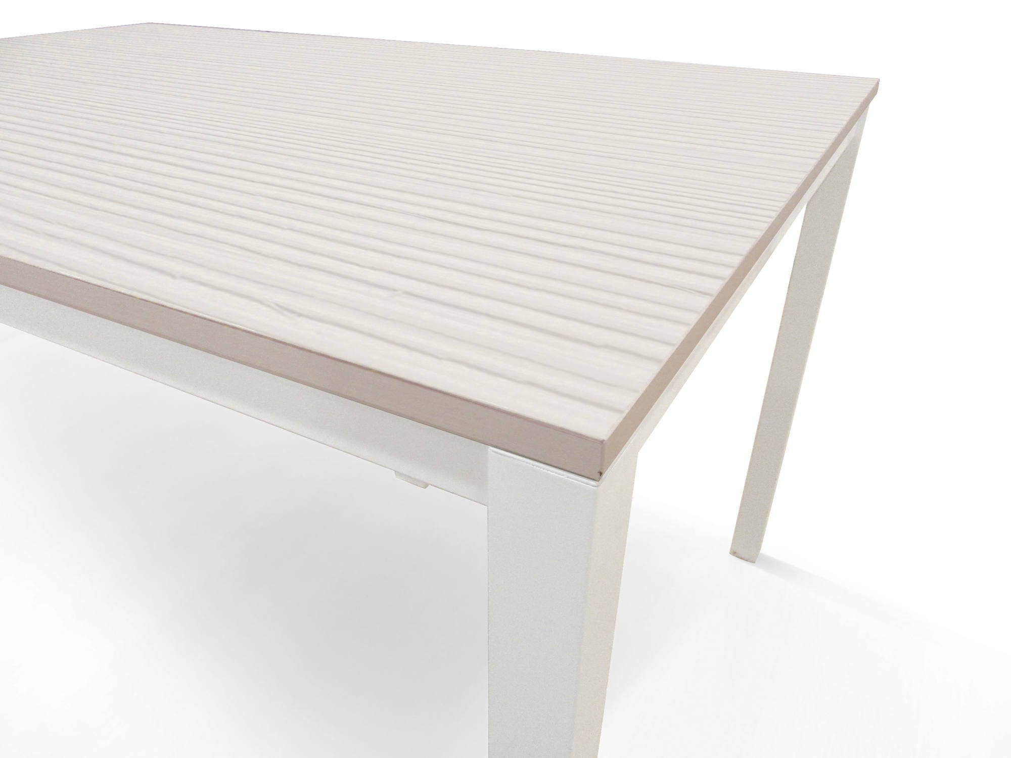 Tavolo allungabile 0, Tavolo da pranzo estensibile, Consolle multiuso con allunghe, Tavolo in metallo con ripiano in laminato, Cm 110x70h76, Bianco frassinato