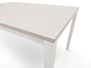 Tavolo allungabile 0, Tavolo da pranzo estensibile, Consolle multiuso con allunghe, Tavolo in metallo con ripiano in laminato, Cm 110x70h76, Bianco frassinato