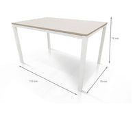 Tavolo allungabile 0, Tavolo da pranzo estensibile, Consolle multiuso con allunghe, Tavolo in metallo con ripiano in laminato, Cm 110x70h76, Bianco frassinato