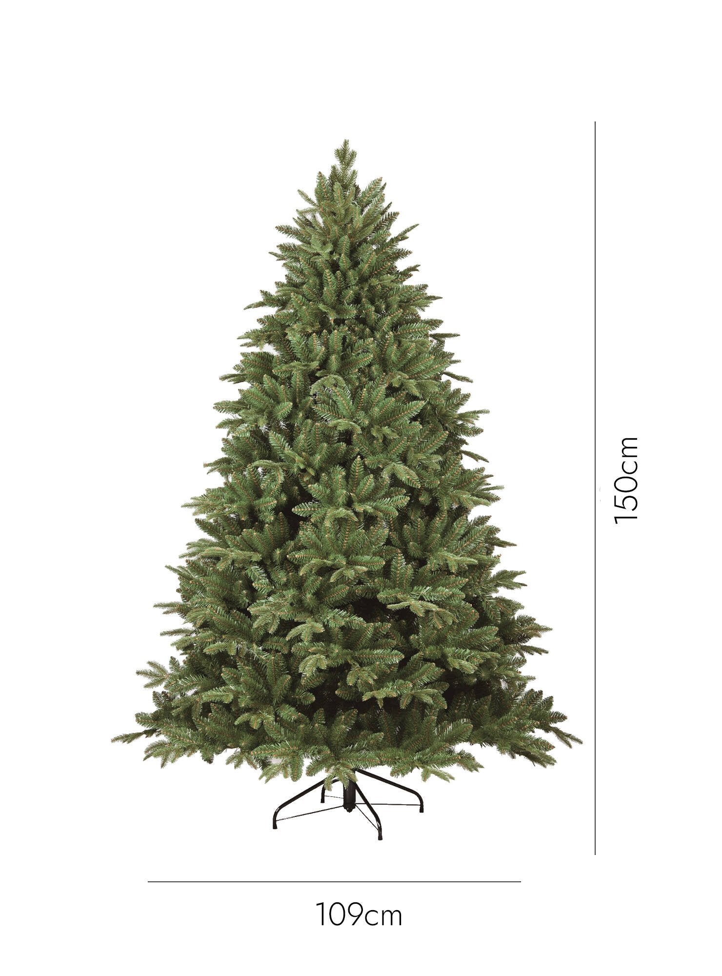 Albero di Natale Jingle Bell, Albero artificiale extra folto, Albero effetto reale in PVC, 850 rami, Altezza cm 150