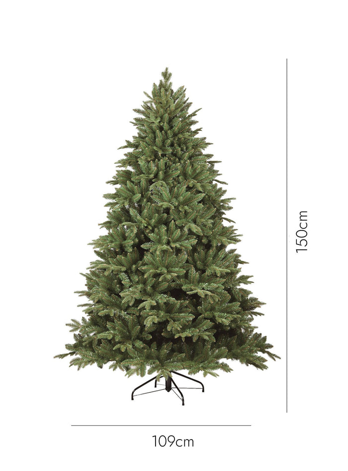 Albero di Natale Jingle Bell, Albero artificiale extra folto, Albero effetto reale in PVC, 850 rami, Altezza cm 150