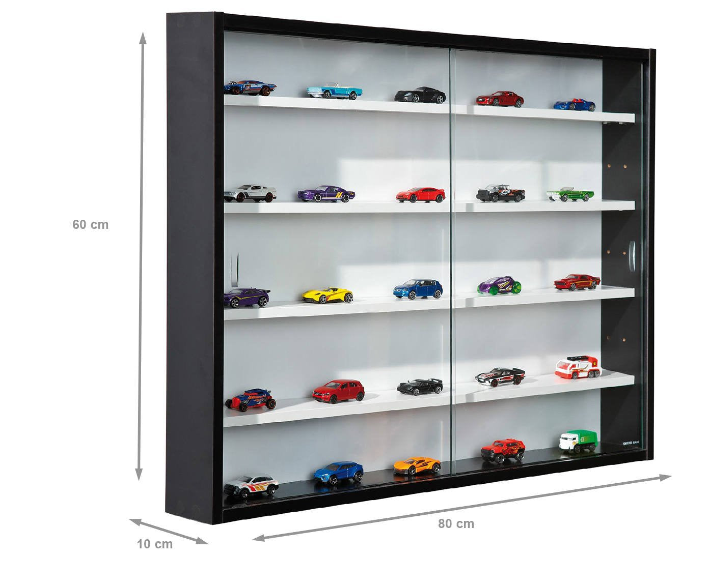 Vetrina pensile con ripiani Dingra, colore nero e bianco, cm 10 x 60 x 80.