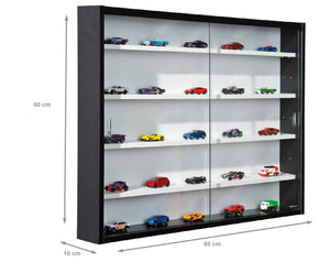 Vetrina pensile con ripiani Dingra, colore nero e bianco, cm 10 x 60 x 80.