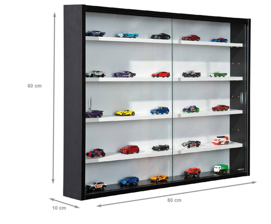 Vetrina pensile con ripiani Dingra, colore nero e bianco, cm 10 x 60 x 80.