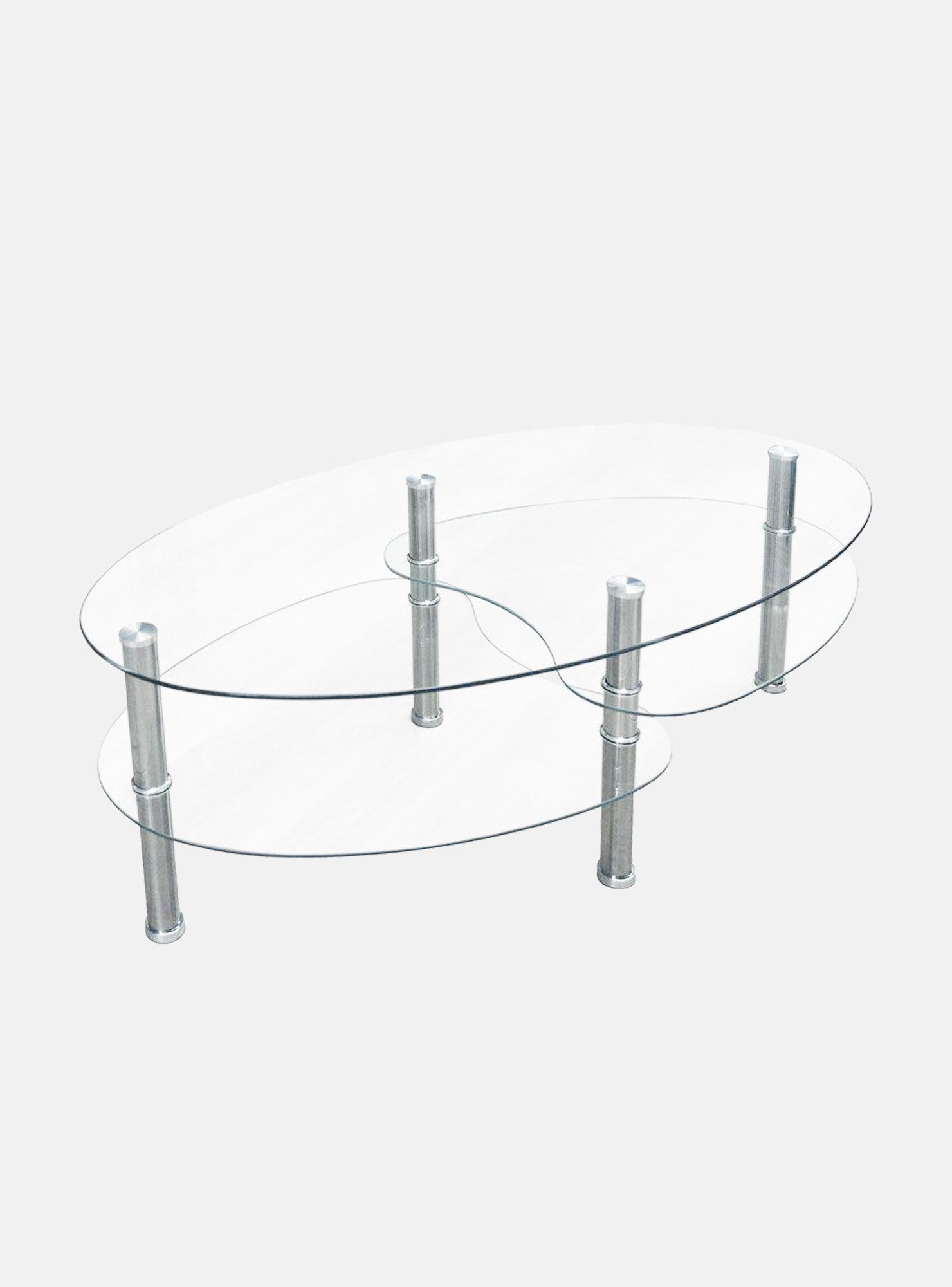 Tavolino da salotto 0, Tavolino da cafe moderno con ripiani, Tavolo basso da salotto in metallo e vetro temperato, Cm 100x60h41