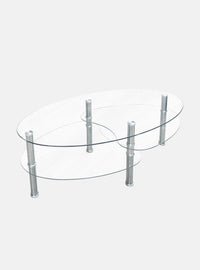 Tavolino da salotto 0, Tavolino da cafe moderno con ripiani, Tavolo basso da salotto in metallo e vetro temperato, Cm 100x60h41