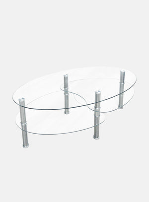 Tavolino da salotto 0, Tavolino da cafe moderno con ripiani, Tavolo basso da salotto in metallo e vetro temperato, Cm 100x60h41