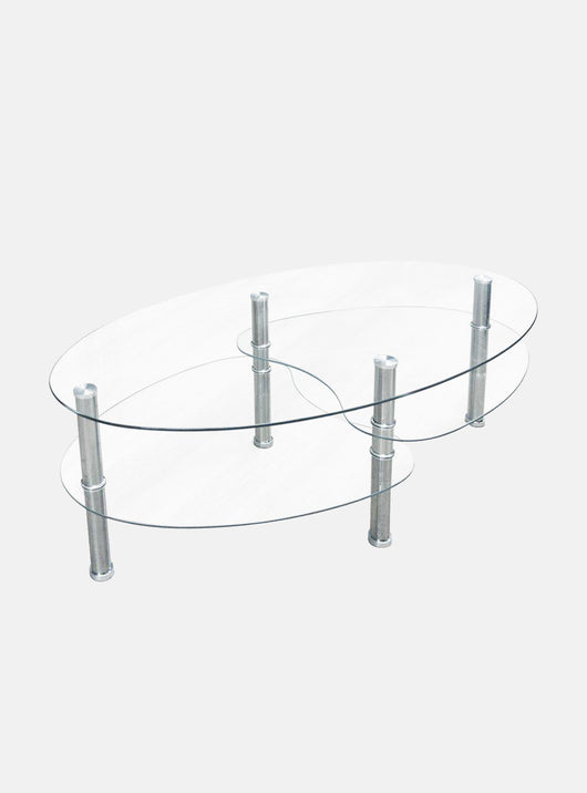 Tavolino da salotto 0, Tavolino da cafe moderno con ripiani, Tavolo basso da salotto in metallo e vetro temperato, Cm 100x60h41