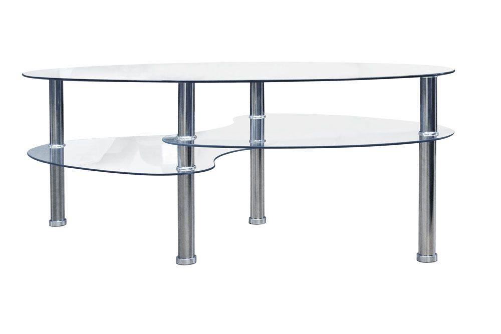 Tavolino da salotto 0, Tavolino da cafe moderno con ripiani, Tavolo basso da salotto in metallo e vetro temperato, Cm 100x60h41