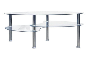 Tavolino da salotto 0, Tavolino da cafe moderno con ripiani, Tavolo basso da salotto in metallo e vetro temperato, Cm 100x60h41