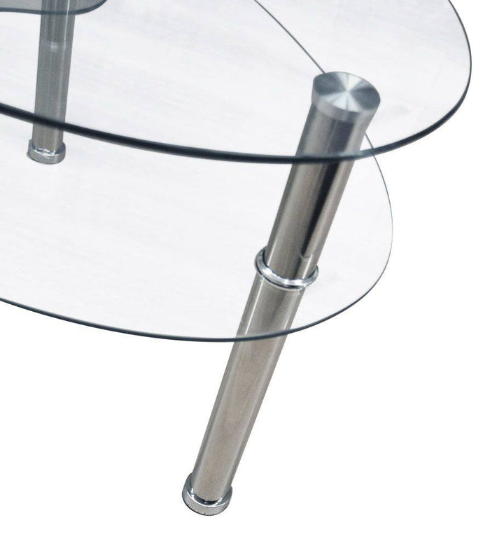 Tavolino da salotto 0, Tavolino da cafe moderno con ripiani, Tavolo basso da salotto in metallo e vetro temperato, Cm 100x60h41