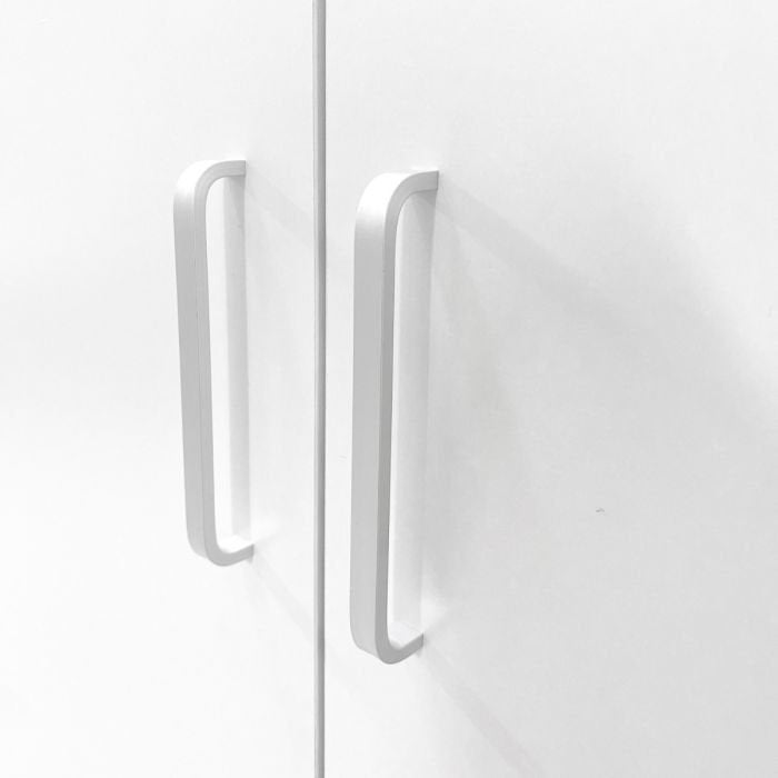 Guardaroba Anci, Armadio moderno a 3 ante battenti 2 cassetti, Mobile lineare da camera con tubo appendiabiti , Cm 120x50h170, Bianco