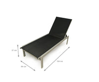 Lettino sole in alluminio e textilene, colore nero, Misure 69 x 37 x 194 cm