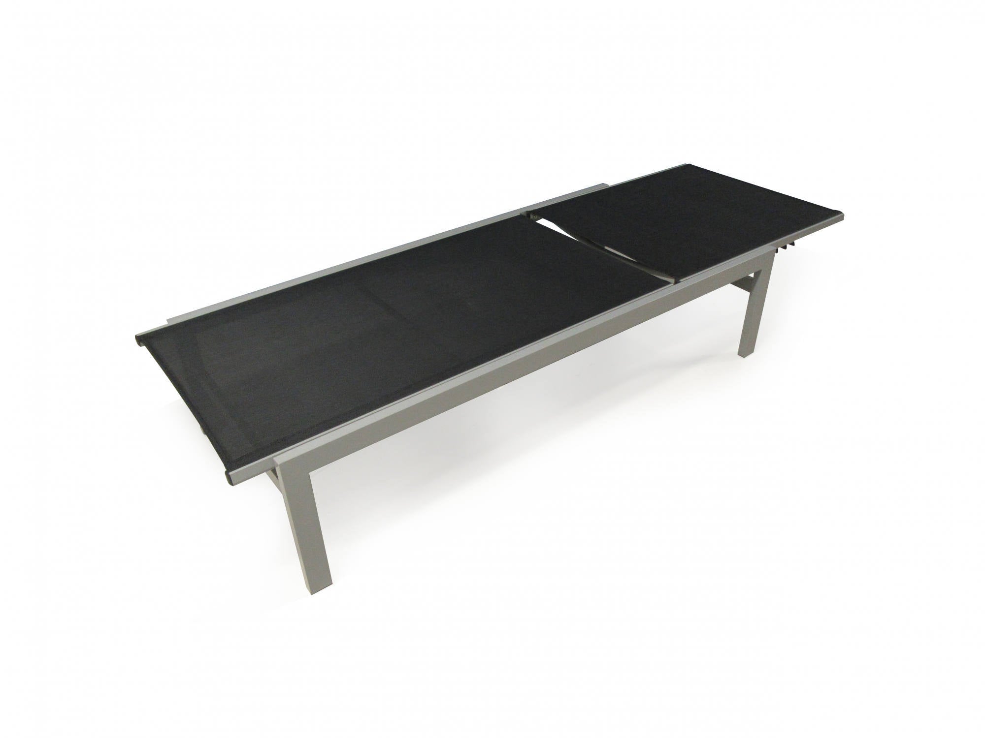 Lettino sole in alluminio e textilene, colore nero, Misure 69 x 37 x 194 cm