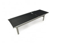 Lettino sole in alluminio e textilene, colore nero, Misure 69 x 37 x 194 cm