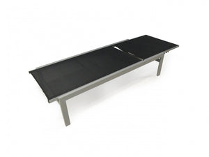 Lettino sole in alluminio e textilene, colore nero, Misure 69 x 37 x 194 cm