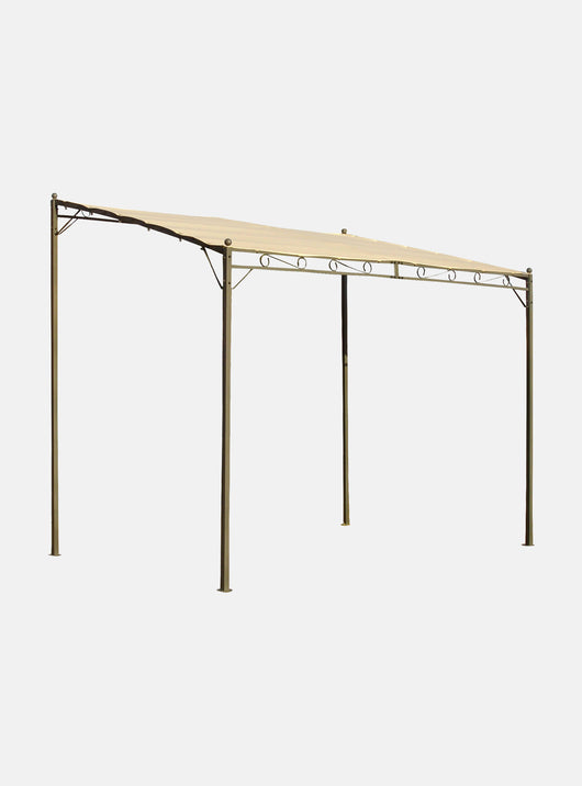 Pergola da giardino a parete, struttura color antracite e telo color ecrù, 300 x 200 x h240 cm