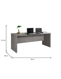 Scrivania 0, Scrittoio consolle moderno, Tavolo da studio o ufficio porta PC portalibri, Grigio Cemento, Cm180x69h74