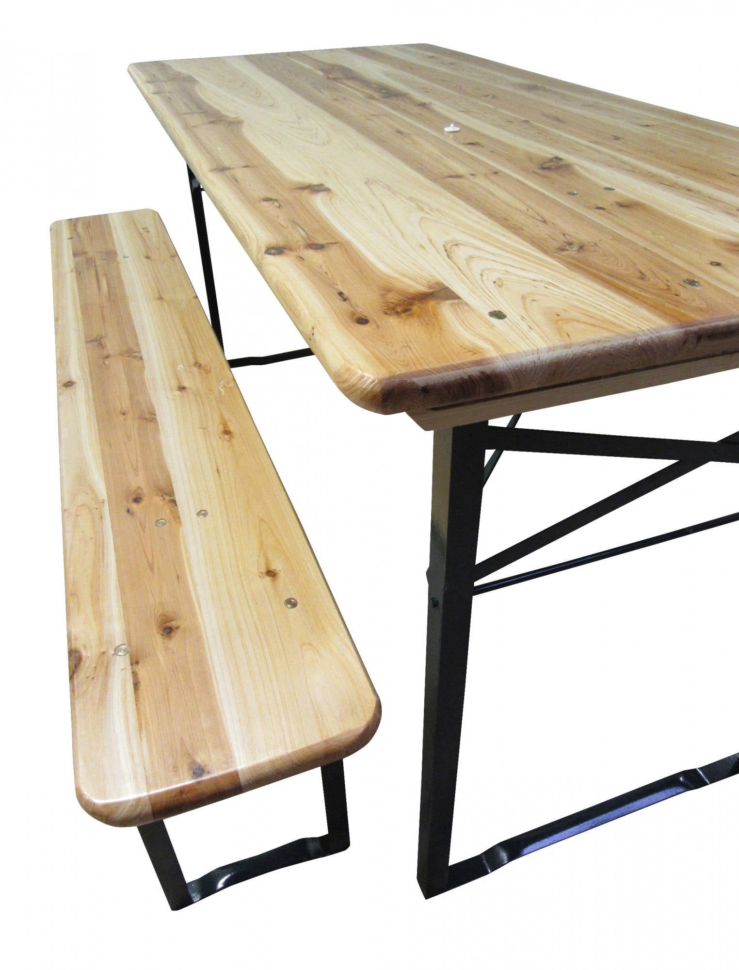 Set tavolo e panchine richiudibili da birreria, colore marrone, Misure tavolo 150 x 76 x 70 cm, Misure panca 150 x 44 x 25 cm