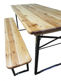 Set tavolo e panchine richiudibili da birreria, colore marrone, Misure tavolo 150 x 76 x 70 cm, Misure panca 150 x 44 x 25 cm